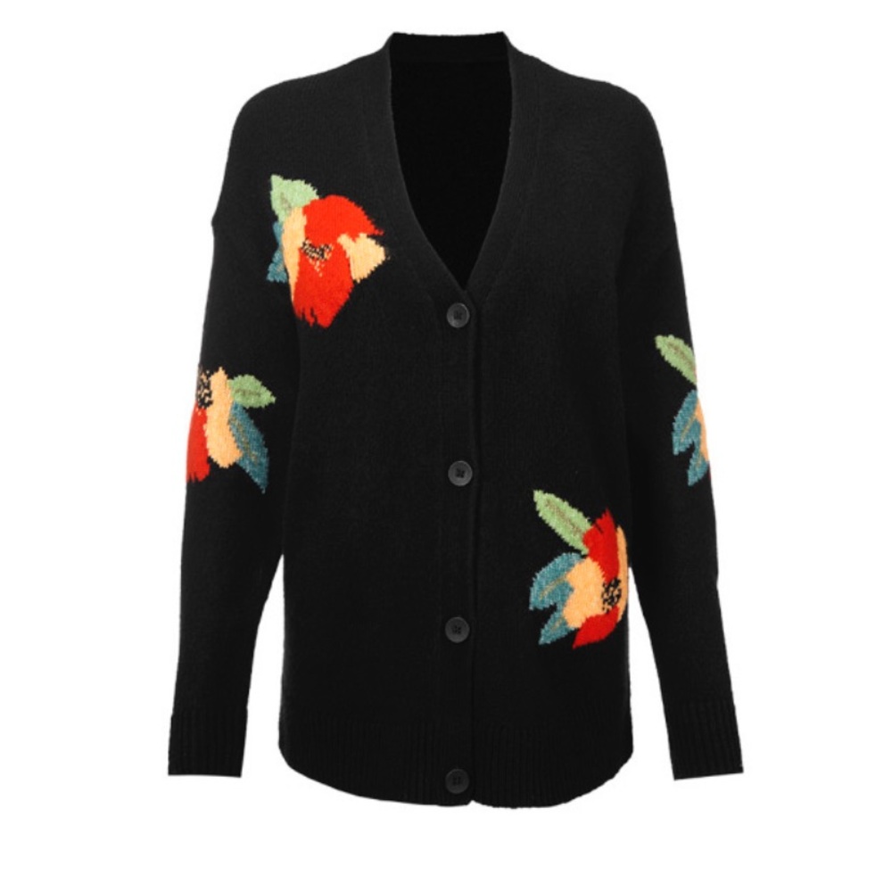 cabi Coming Up Roses Cardigan Size Large EUC